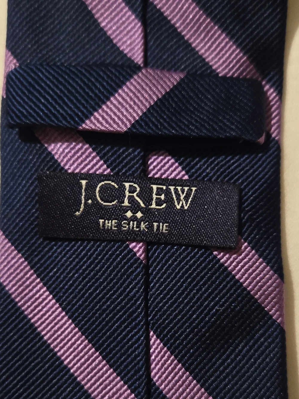 J. Crew Navy and Lavender Diagonal Stripe Tie
